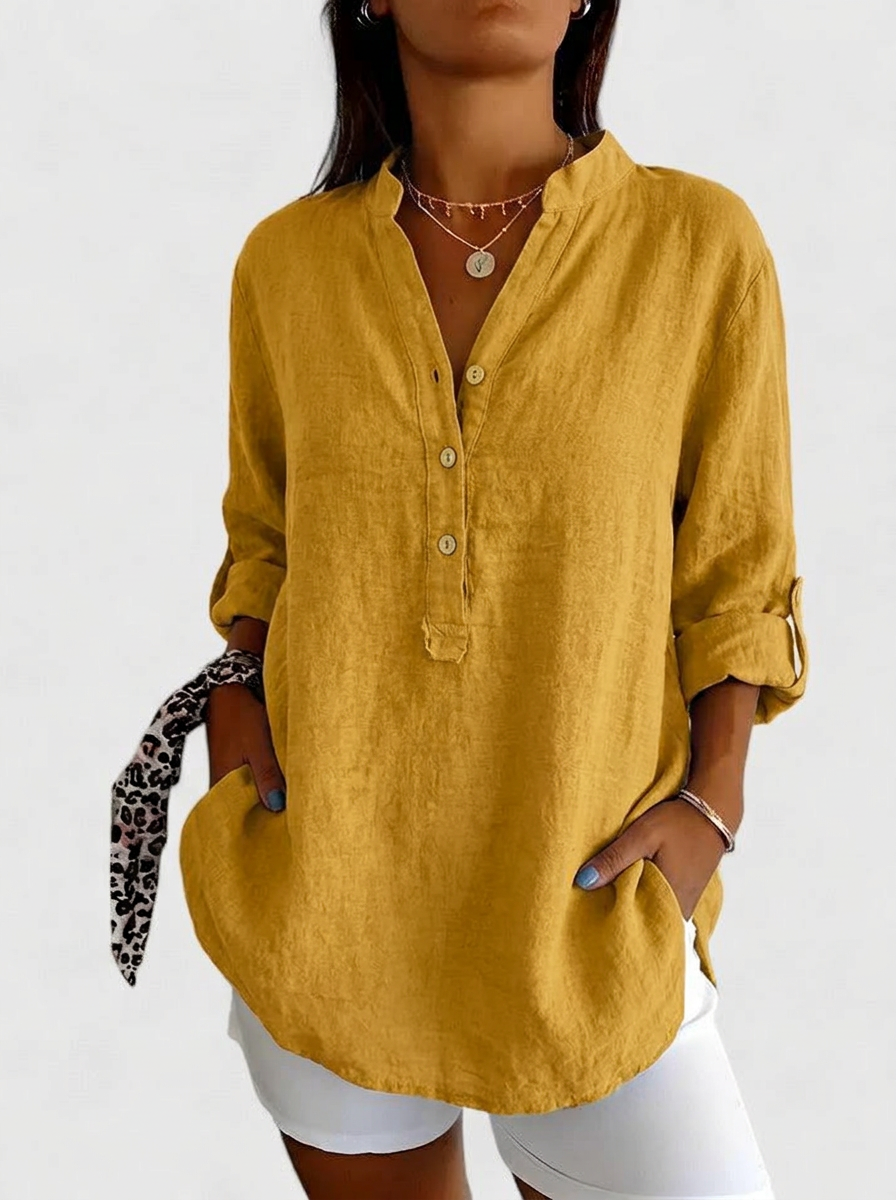 Effortless Linen Button Blouse